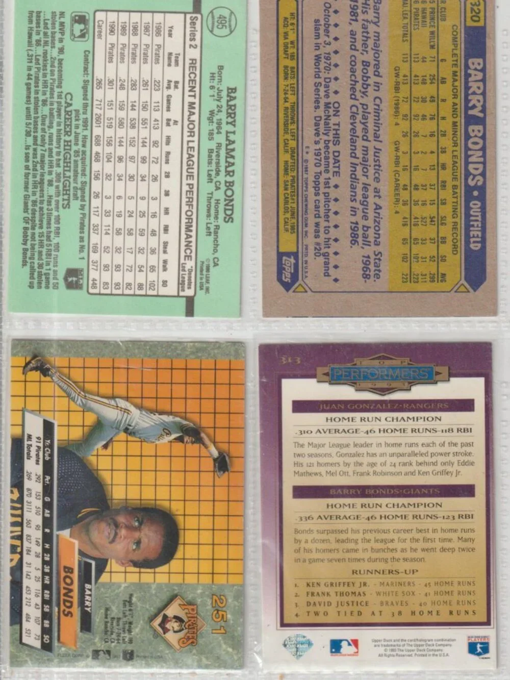 Barry Bonds 4 Card Lot – Rookie + Inserts/Base Mix #28